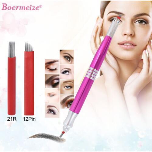 Microblading Kit Eyebrow Permanent Makeup Manual Pen Tattoo Blades Disposable Needles Eyebrow Lip Eyeliner Beauty Tools Kit Set
