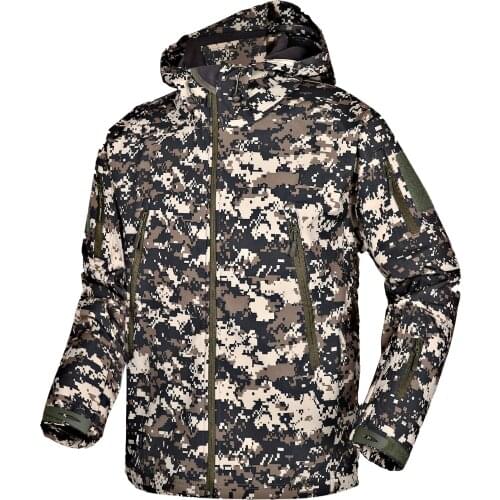 Tactical Jacket Men Outdoor Military Camouflage Waterproof Soft Shell Jackets Mens Winter Warm Fleece Flight Coats Hunt Clothes