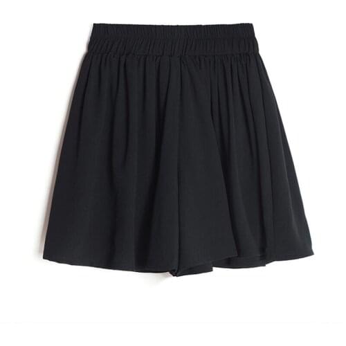 Summer 2020 Women Chiffon Mini Shorts Skirts Elastic Waist Loose Shorts Girl Sweet Shorts Korean Style Students Big Size Black