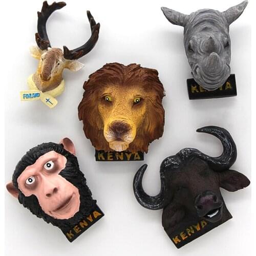 3D animal model magnetic refrigerator stickers lion orangutan Kenya bison rhinoceros Finland buck fridge magnet room decoration