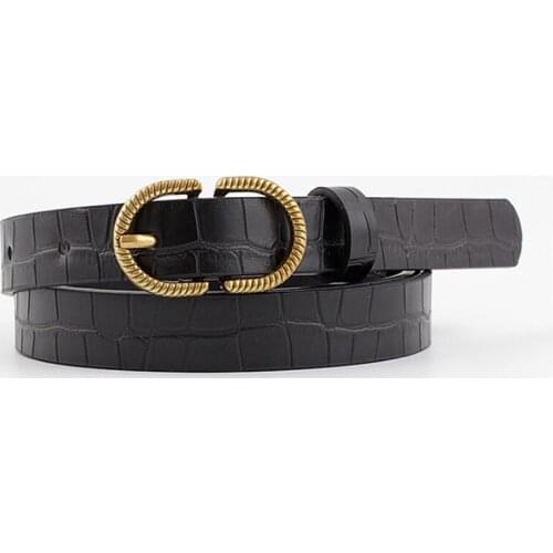 Fashion Lizard Pattern Decorative Jeans Women Belt Women Belt Imitation Leather Alloy Pin Buckle Belt Stone Pattern
