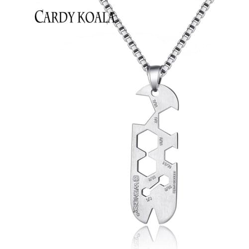 Cardy Koala 45+5CM Stainless Steel Mens Sport Tool Necklace Useful Screwdriver Necklace Hot Selling Necklace Pendant