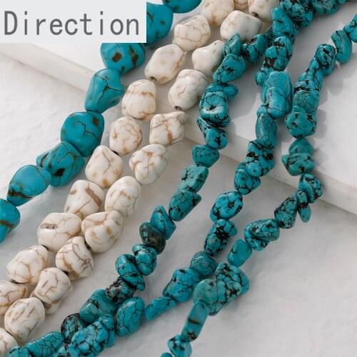 Natural turquoise irregular shaped gravel diy earrings bracelet necklace handmade jewelry accessories