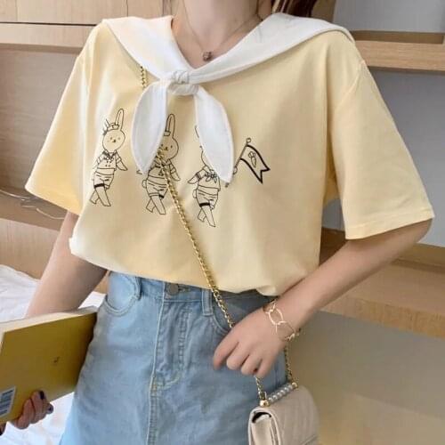 2021 New Korean Version Of Harajuku Style Fake Two-Piece T-Shirt Female Short-Sleeved Student Loose Mid-Length Half-Sleeved T-Sh