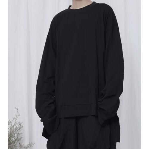 Original new t-shirt mens long-sleeved bottoming shirt Japanese Yamamoto style irregular hem long-sleeved loose T-shirt