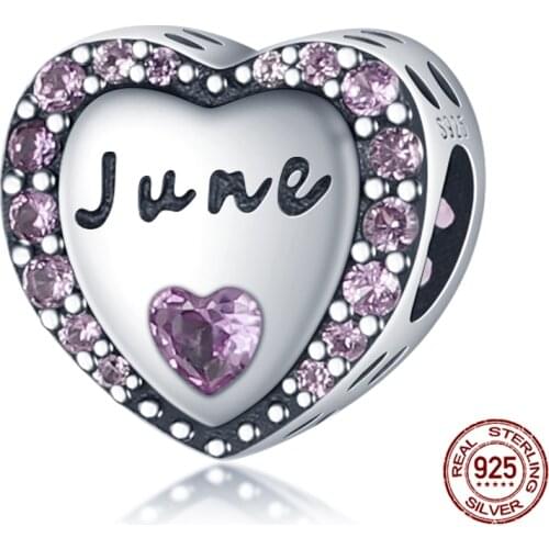 New 925 Sterling Silver 12 Constellation Charm&Beads Fit Original 3mm Bracelet For Women Birthday Fashion Jewelry Gift June