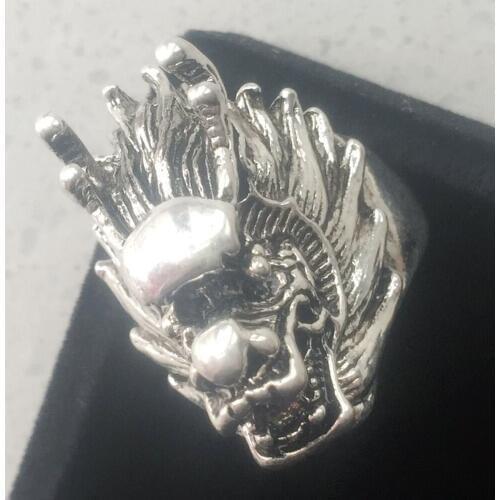 Charming tibet 925 silver dragon head Ring mans very good free shipping