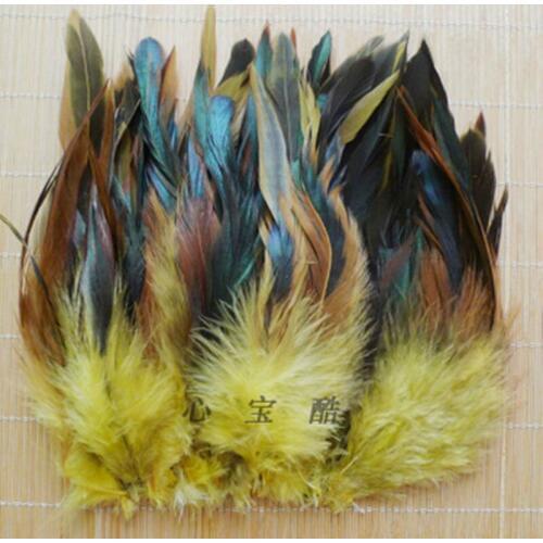 Wholesale natural yellow 100pcs/lot ecru Beautiful Rooster feathers 12.5-20cm/ 5-8