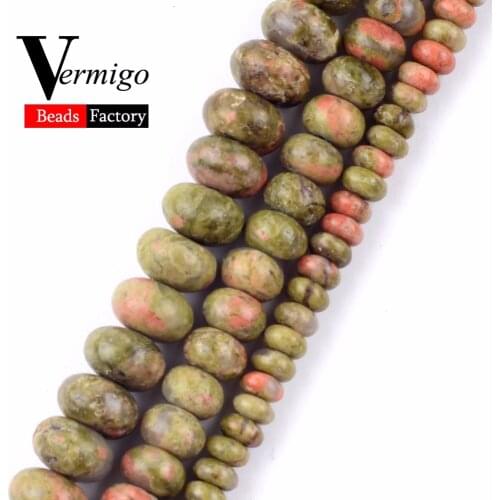 Wholesale Natural Stone Unakite Rondelle Beads For Jewelry Making Abacus Spacer Beads 2x4x6x8mm Diy Bracelet Accessories 15"