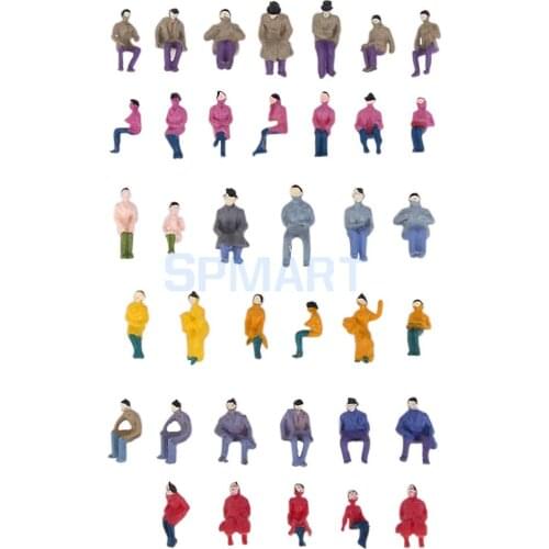 MagiDeal 50Pcs Plastic Painted Model Train Seated People Passengers Figures for Model Building Street Garden Scene Landscape