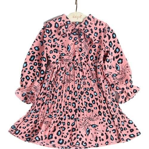 Leopard Printed Baby and Toddler Girls Long Sleeve Dress 2019 Summer Girl Dress Girls Clothes Cute Princess Dresses