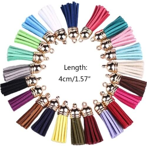 20 Pcs/Pack 4cm Tassels Pendants Multi Colors Faux Suede Leather DIY Crafts Jewelry Earrings Keychain Making Accessory