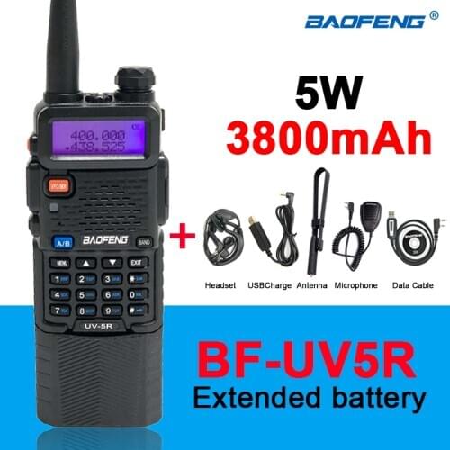 Baofeng Radio UV-5R Extended Battery 3800mAh Handheld Dual Band 2way Radio 10-50KM Long Distance Walkie Talkie UV5R рация 2020