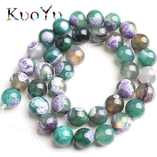 Natural Stone Dark Green Fire Agates Onyx Beads Round Loose Spacer Beads 15'Strand 6/8/10mm For Jewelry Making DIY Bracelet