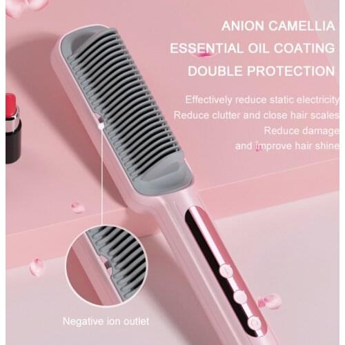 Profissional Hot Combs Anti-scalding Hair Straightener Brush Ceramic Hair Curler Heated Electric Smart Brush Hair Straightener