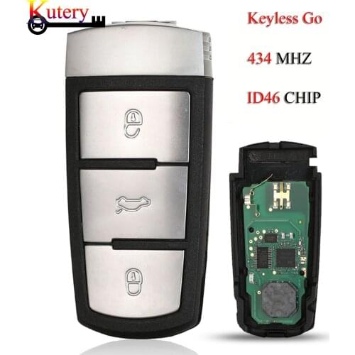 Kutery 10pcs/Lot Keyless-Go Remote Car Key For Volkswagen VW CC Passat 3Buttons 434MHZ ID46 PCF7936 Chip 3C0959752BG