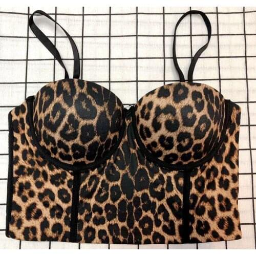 Sexy bra, leopard print bra, tube top, sling, womens all-match outer wear underwire short vest underwear bra FP056