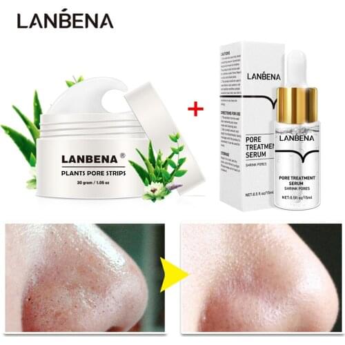 LANBENA Blackhead Remover Nose Mask Pore Treatment Serum Pore Strip Tearing Mask Pore Minimizer Essence Deep Deaning Skin Care