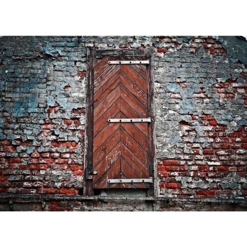 Old Brick Wall Wooden Door Photography Backdrop for Vinyl Photo Studio Background for Children Portrait Photoshoot Photophone