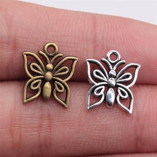 WYSIWYG 20pcs 14x13mm Small Butterfly Charm Cute Butterfly Charms For Jewelry Making Tiny Butterfly Charms