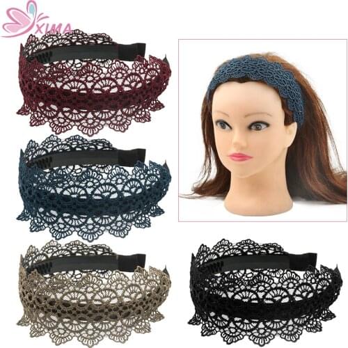 XIMA 1PC Women Lace Flower Headband Fashion Girls Hair Hoops Teeth Plastic Hairband Headband for Hair Accessories