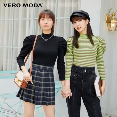 Vero Moda Women Retro Bubble Sleeve 3/4 Sleeve Knitted Top | 320324061