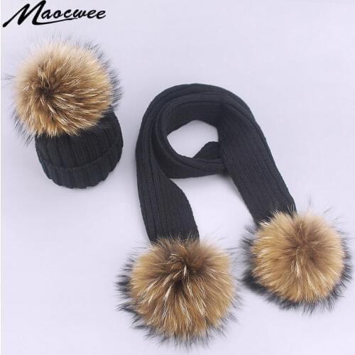 Winter Hats Scarf For Women Thick Cotton Winter Warm Ski Knit Caps Accessories Set Female Beanie Skullies Scarf 2 Pieces Set