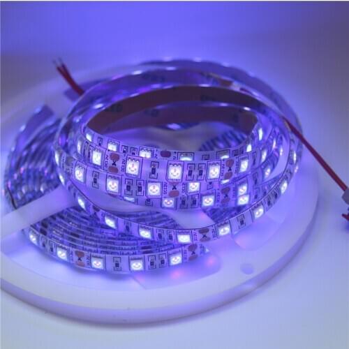 0.5-5M 12V Ultraviolet UV LED Blacklight Waterproof non/IP65 Night Fishing 395nm 60leds/m 5050 White / Black PCB LED Strip Light