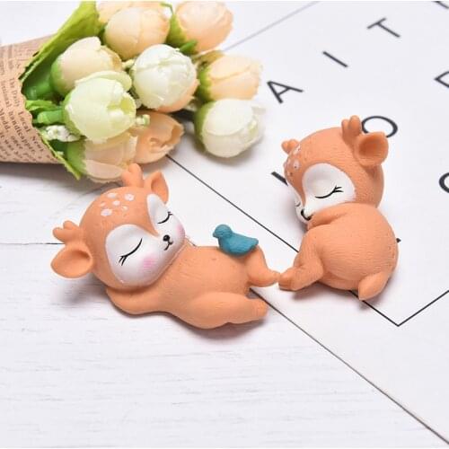 2PC 3D Cute pvc Mold Sleeping Baby Deer DIY Mold Chocolate Fondant Cake Dessert Cartoon Decoration Tools