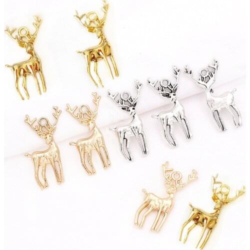 10pcs Gold 3D Deer Charms Alloy Earrings Pendant Accessories For Diy Bracelet Necklace Earrings Jewelry Making Findings