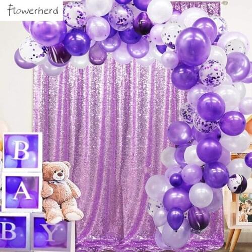 135 Pieces Purple Balloon Arch Garland Kit Purple White Confetti Balloons for Wedding Birthday Graduation Party Decorations