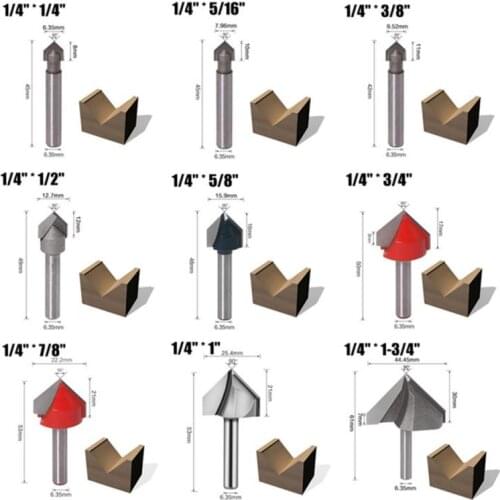 1Pc 90 Degree V Type Milling Cutters Carpentry 6.35mm Wood Cutter Engraving Knife Router Bit For Woodworking Cutting Tools