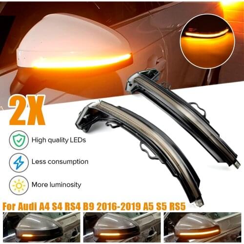 2pcs For Audi A4 A5 B9 S4 S5 RS5 2017 2018 2019 LED Dynamic Turn Signal Light Side Mirror Sequential Blinker Indicator Lamp