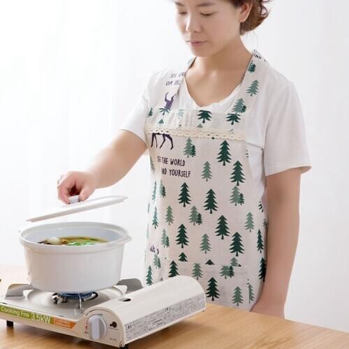 2021 Fashion Kitchen Aprons for women Christmas household Cooking Baking BBQ Apron linen Cleaning Apron