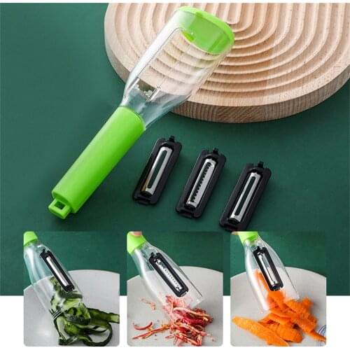 3 in 1 Julienne Vegetable Peeler with Container Shredder Citrus Orange Lemon Carrot Potato Peeler Blade Grater Kitchen Tools