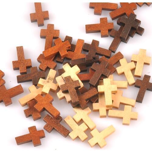 Cross Beads Wood DIY Craft Supplies Hanging Ornament Pendant Kids Gifts Unfinished Wooden Decoration Arts And Crafts 50pcs m2575