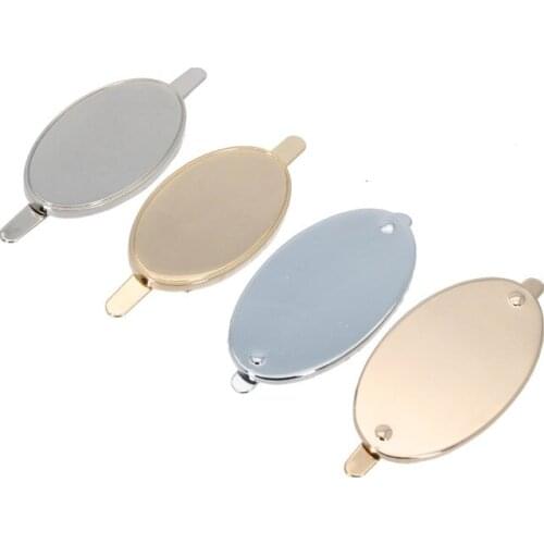 50 Pieces Alloy Oval Blank Trademark Clothing Luggage Hardware Polished Electroplating Rack Metal Labels Dress Tags Custom Logo
