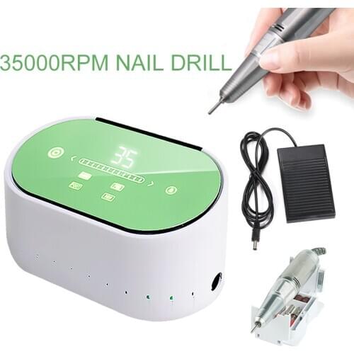 60W Electric Manicure Drills 1 Set Professional Electric Nail Drill Machine 35000RPM Manicure Pedicure Accessories Nail ArtTool