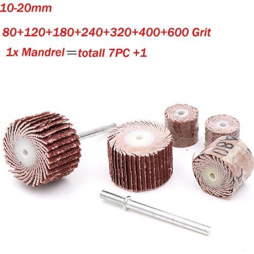7pcs +1 10-20mm Sanding Flap Disc Grinding Flap Wheels Brush Sand Accessories For Abrasive Grinder Rotary Tools