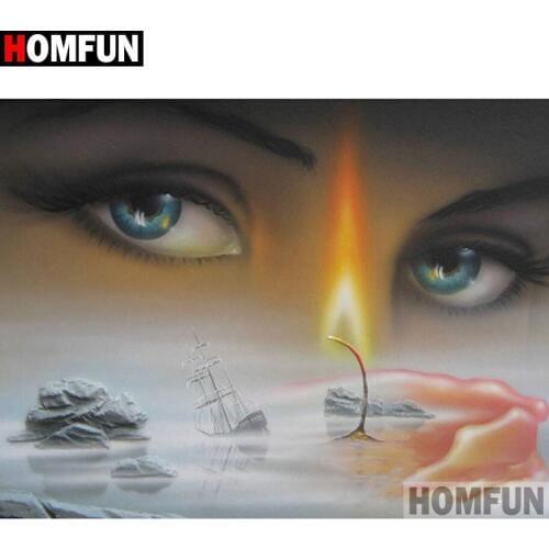 HOMFUN Full Square/Round Drill 5D DIY Diamond Painting "Eye fire candle" Embroidery Cross Stitch 5D Home Decor Gift A16308