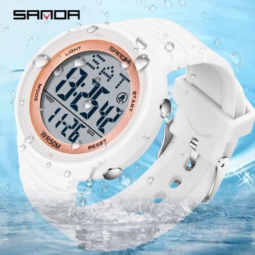 SANDA Womens Watches Fashion Waterproof Silicone Strap Ultra-thin LED Watch Sport Men Watch Digital Watch Relogio Masculino