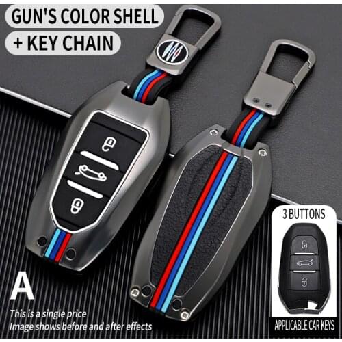 Zinc Alloy Car Key Fob Case Cover Holder Shell Hood for Peugeot 308 408 508 2008 3008 4008 5008 3 buttons Smart Remote Key Case