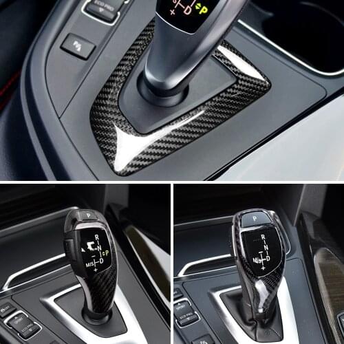 Black Real Carbon Fiber Gear Shift Handle Cover For BMW F20 F21 F30 F10 F32 F25 F26 X5 F15 X6 F16 Car Accessories RHD LHD