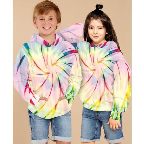 Rainbow Big Boys Girls 7 to 14Years Pullovers Tie Dye Hoodies Children Hoodies Kids Jackets Kids Sweatshirts Girl Clothing Coats