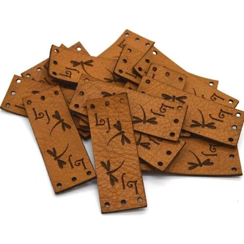 30pcs labels for clothing personalized logo leather tags for handmade items Sew in brand logo Crochet Garment labels handcraft