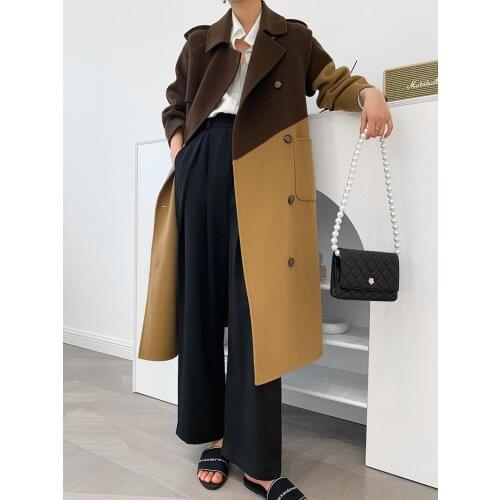 European Luxury Fashion Real lamb Woolen Trench Coat Warm Luxury streetwear Fashion Lamb woolen outerwear
