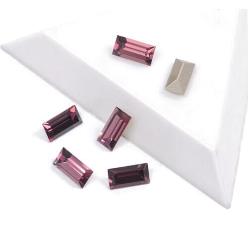 YANRUO 4501 Baguette Shape Crystal Best Quality Fancy Rhinestone Amethyst Color 5x10mm Crystal Stone For Nail Art Decorations