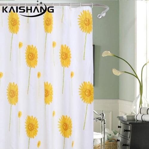 SunFlower Polyester Shower Curtain With Hooks Waterproof Mildew Resistant Bath Curtain High Quality Durable Bathroom Curtain