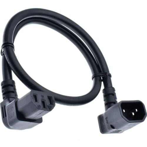 Dual Angle IEC C14 Male to C13 Female Power Cord, C13 to C14 Down Angle Power Line Cable,PDU Short Jumper cables,60cm,16A