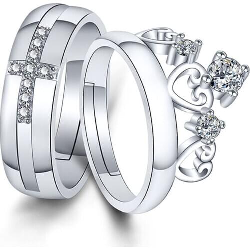 2Pcs/set Classic Couple Wedding Engagement Ring Jewelry Crystal Elegant Ring Women Valentine Day Gift Cubic CZ Ring